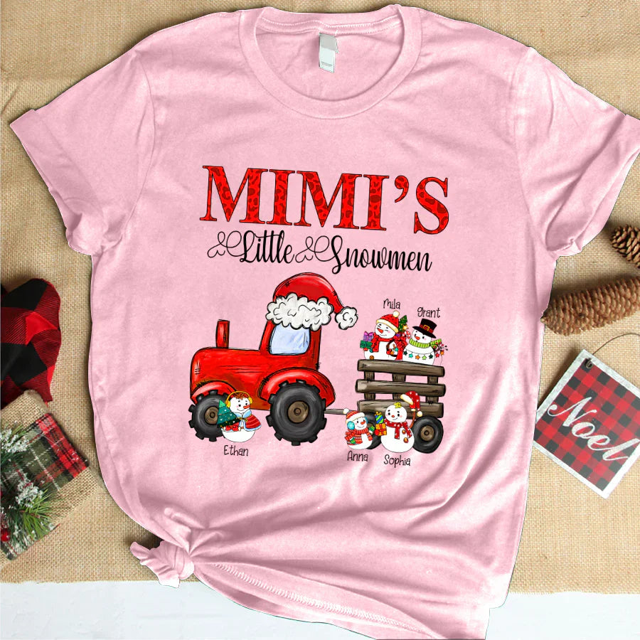 Mimi's Little Snowmen Trator Christmas T-Shirt