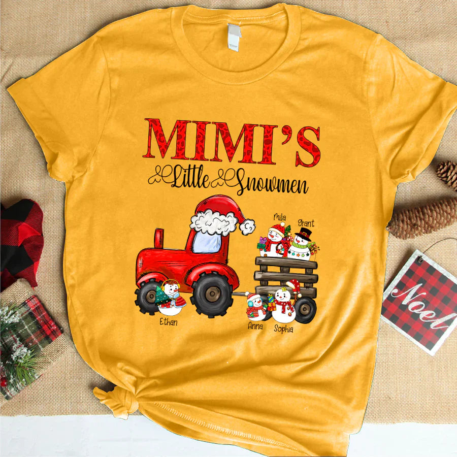 Mimi's Little Snowmen Trator Christmas T-Shirt