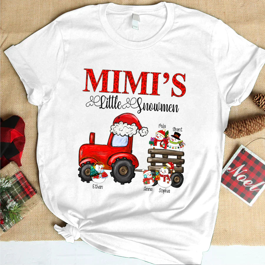 Mimi's Little Snowmen Trator Christmas T-Shirt