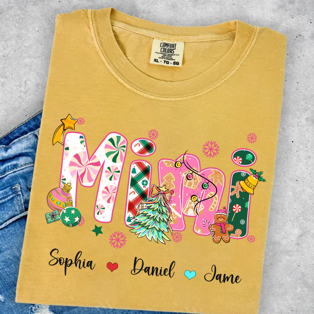 Mimi and Grandkids Christmas Personalized Gift Shirt