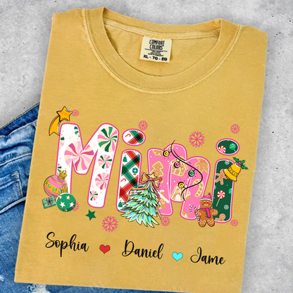 Mimi and Grandkids Christmas Personalized Gift Shirt