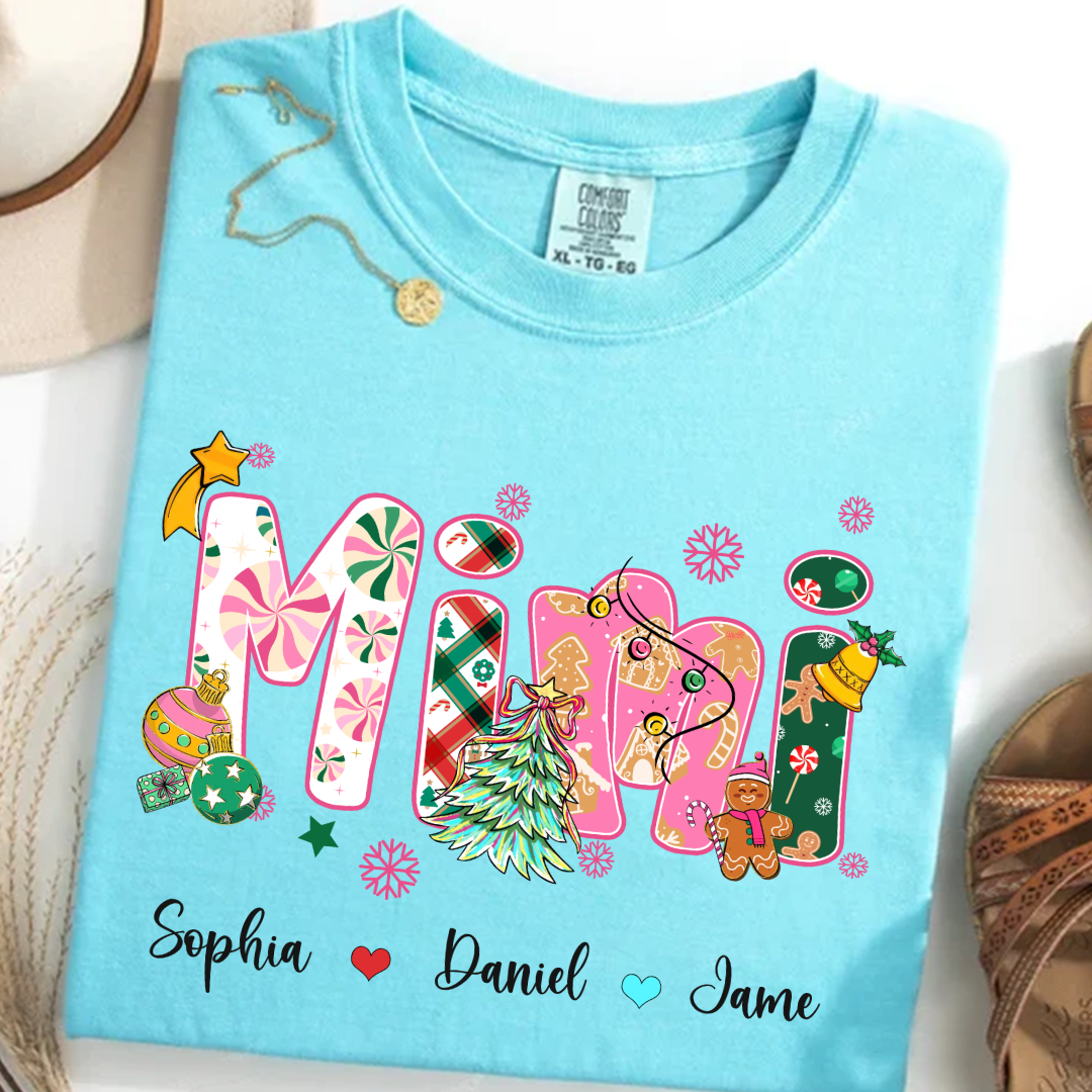Mimi and Grandkids Christmas Personalized Gift Shirt