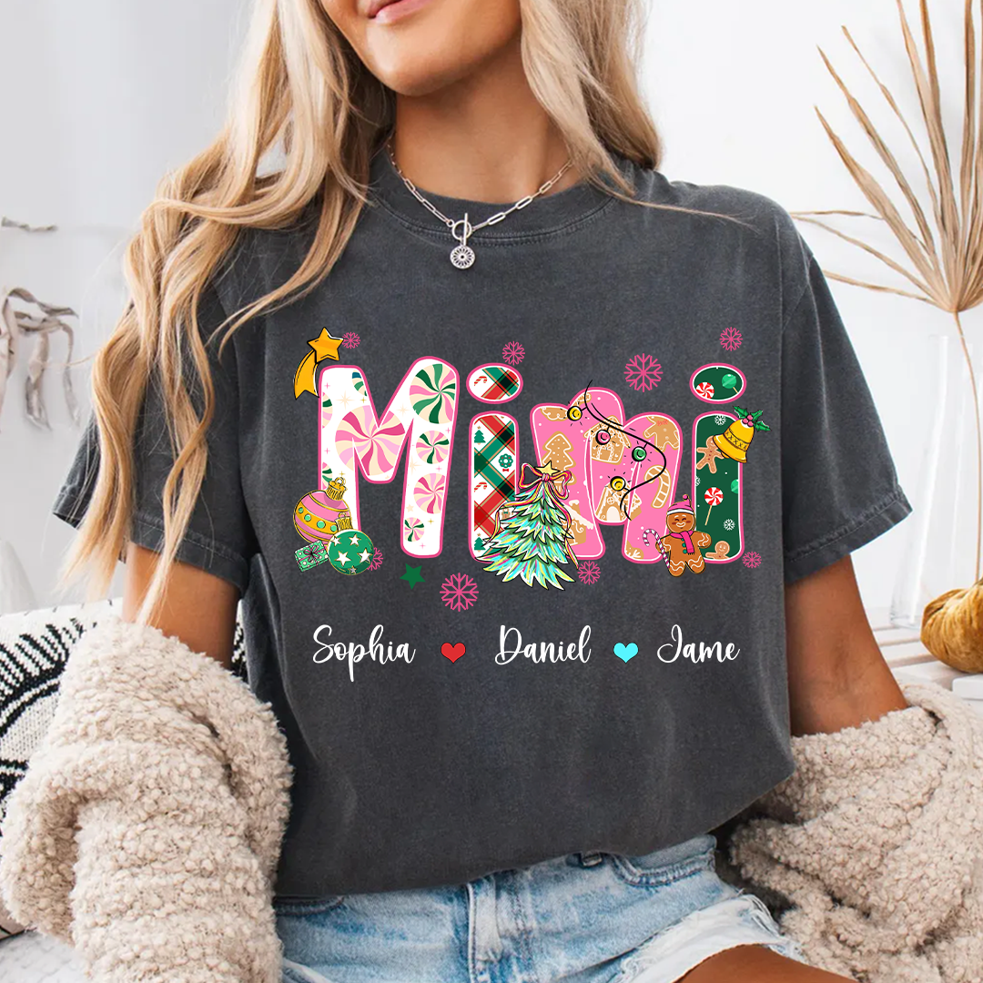 Mimi and Grandkids Christmas Personalized Gift Shirt