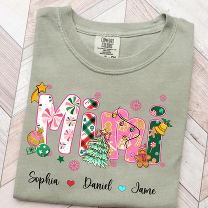 Mimi and Grandkids Christmas Personalized Gift Shirt
