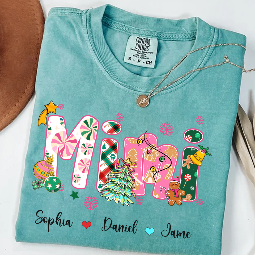 Mimi and Grandkids Christmas Personalized Gift Shirt