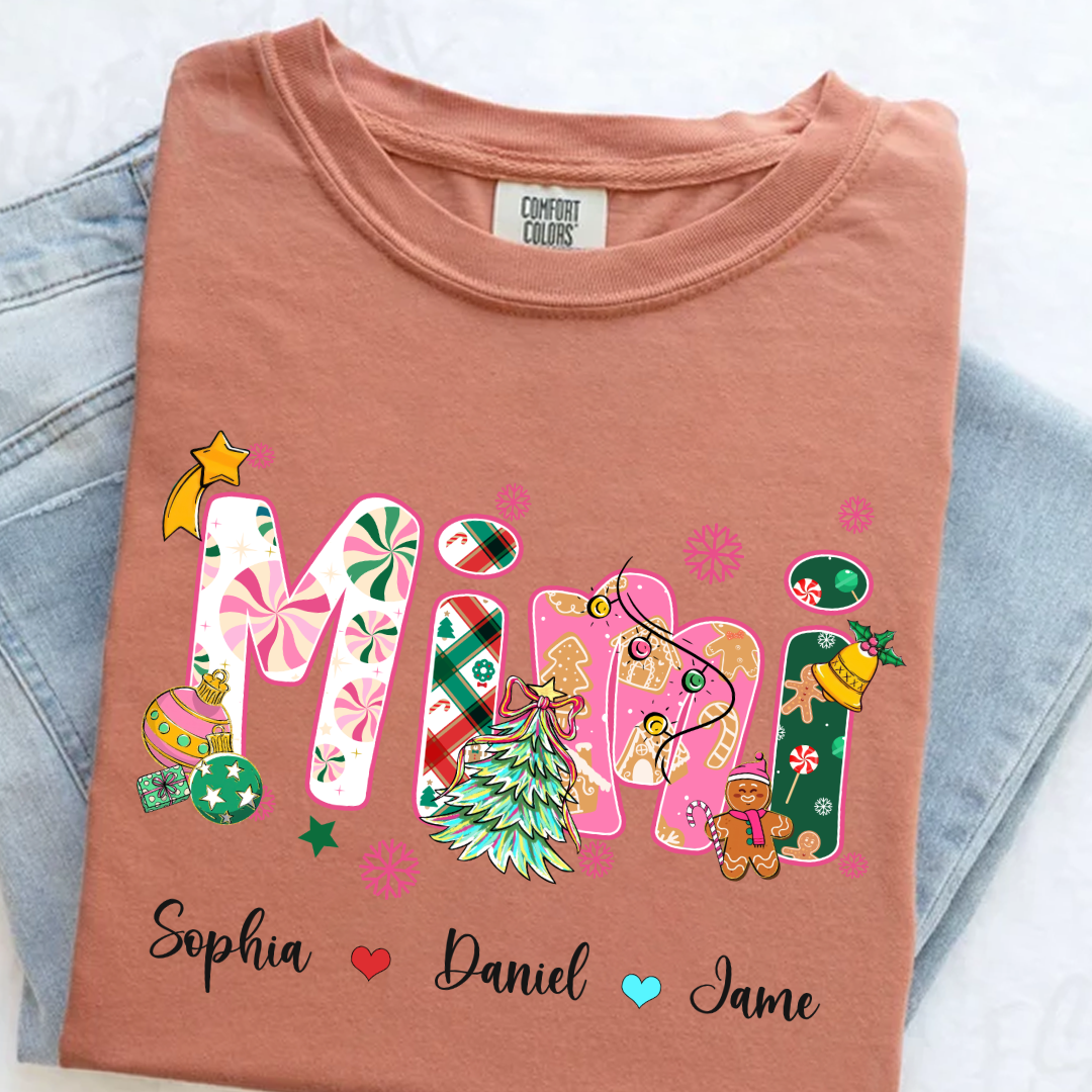 Mimi and Grandkids Christmas Personalized Gift Shirt