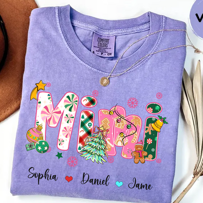Mimi and Grandkids Christmas Personalized Gift Shirt