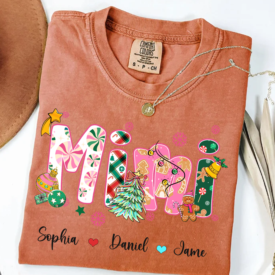 Mimi and Grandkids Christmas Personalized Gift Shirt