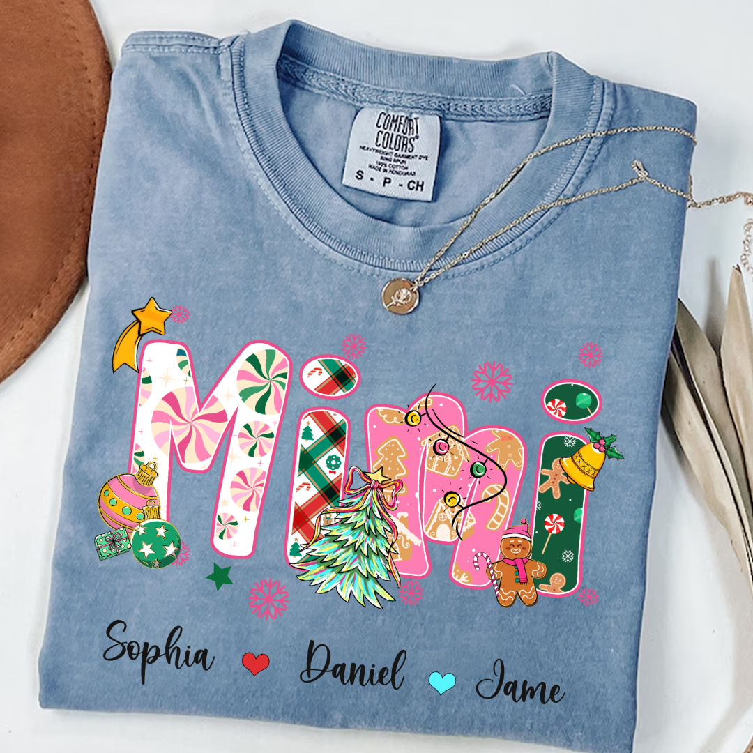 Mimi and Grandkids Christmas Personalized Gift Shirt