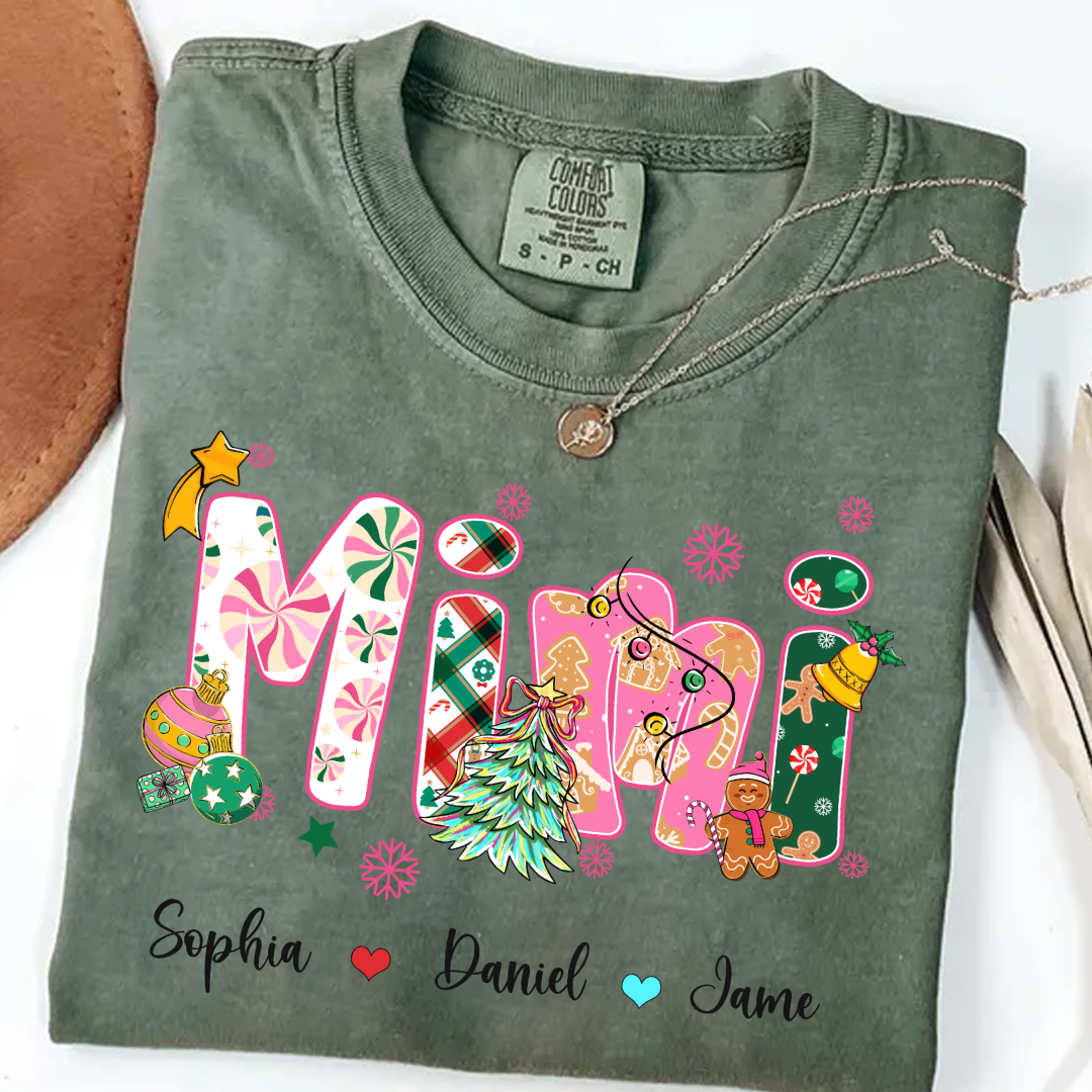 Mimi and Grandkids Christmas Personalized Gift Shirt