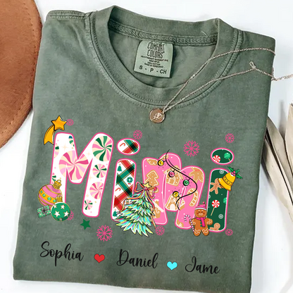 Mimi and Grandkids Christmas Personalized Gift Shirt