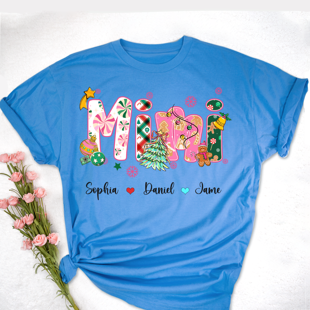Mimi and Grandkids Christmas Personalized Gift Shirt
