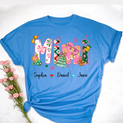 Mimi and Grandkids Christmas Personalized Gift Shirt