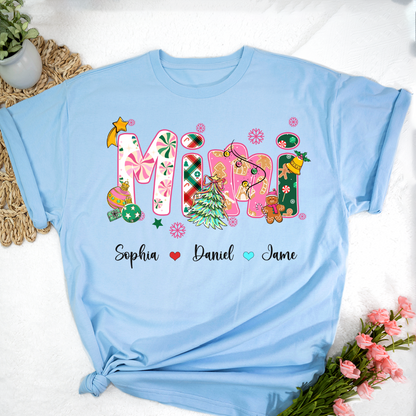 Mimi and Grandkids Christmas Personalized Gift Shirt