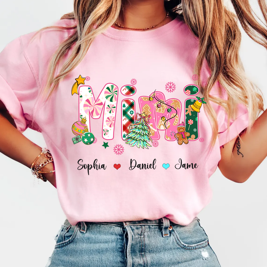Mimi and Grandkids Christmas Personalized Gift Shirt