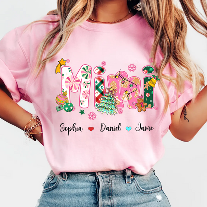 Mimi and Grandkids Christmas Personalized Gift Shirt