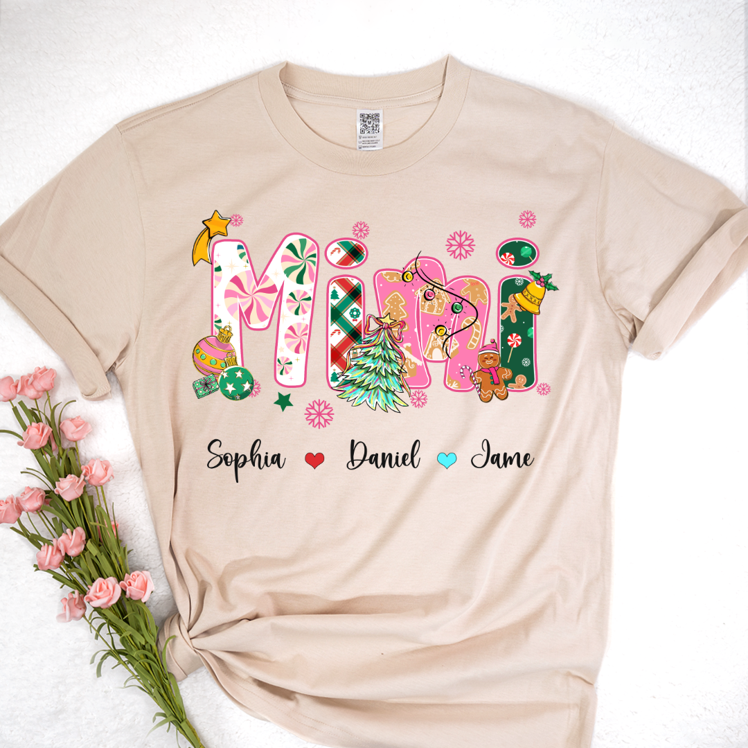 Mimi and Grandkids Christmas Personalized Gift Shirt