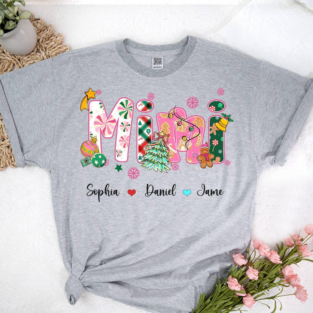 Mimi and Grandkids Christmas Personalized Gift Shirt