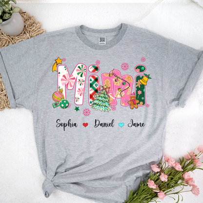 Mimi and Grandkids Christmas Personalized Gift Shirt