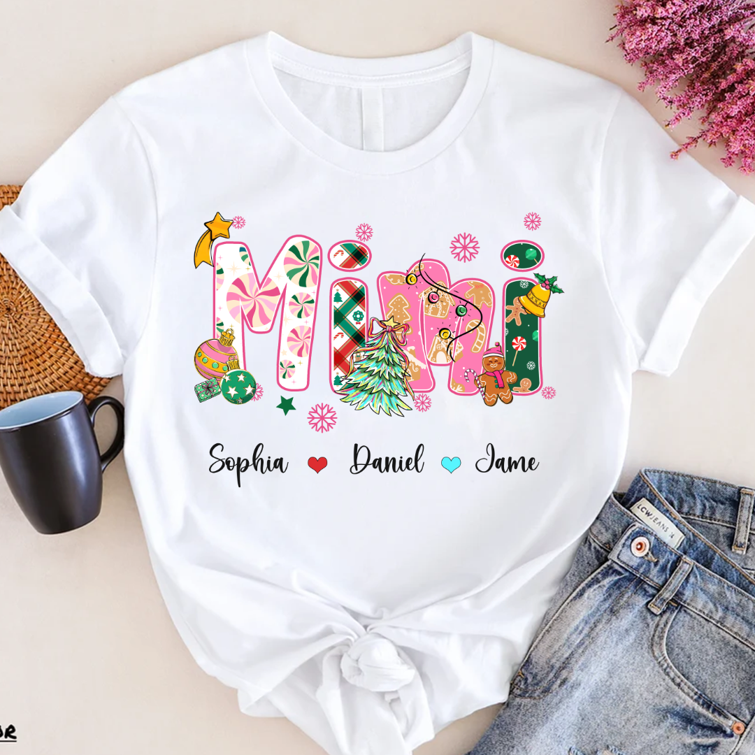 Mimi and Grandkids Christmas Personalized Gift Shirt