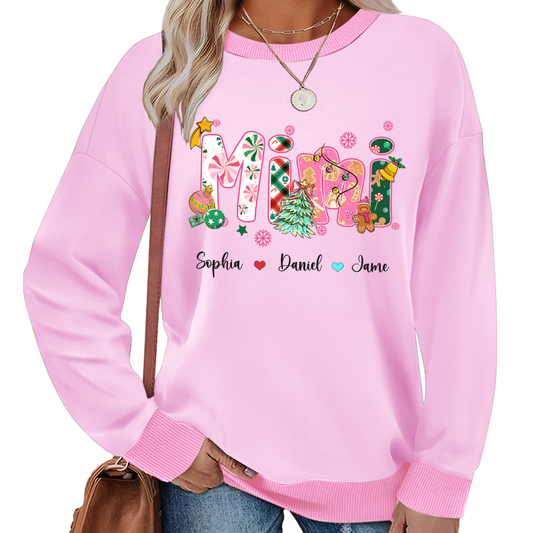 Mimi and Grandkids Christmas Personalized Gift Shirt