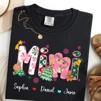 Mimi and Grandkids Christmas Personalized Gift Shirt