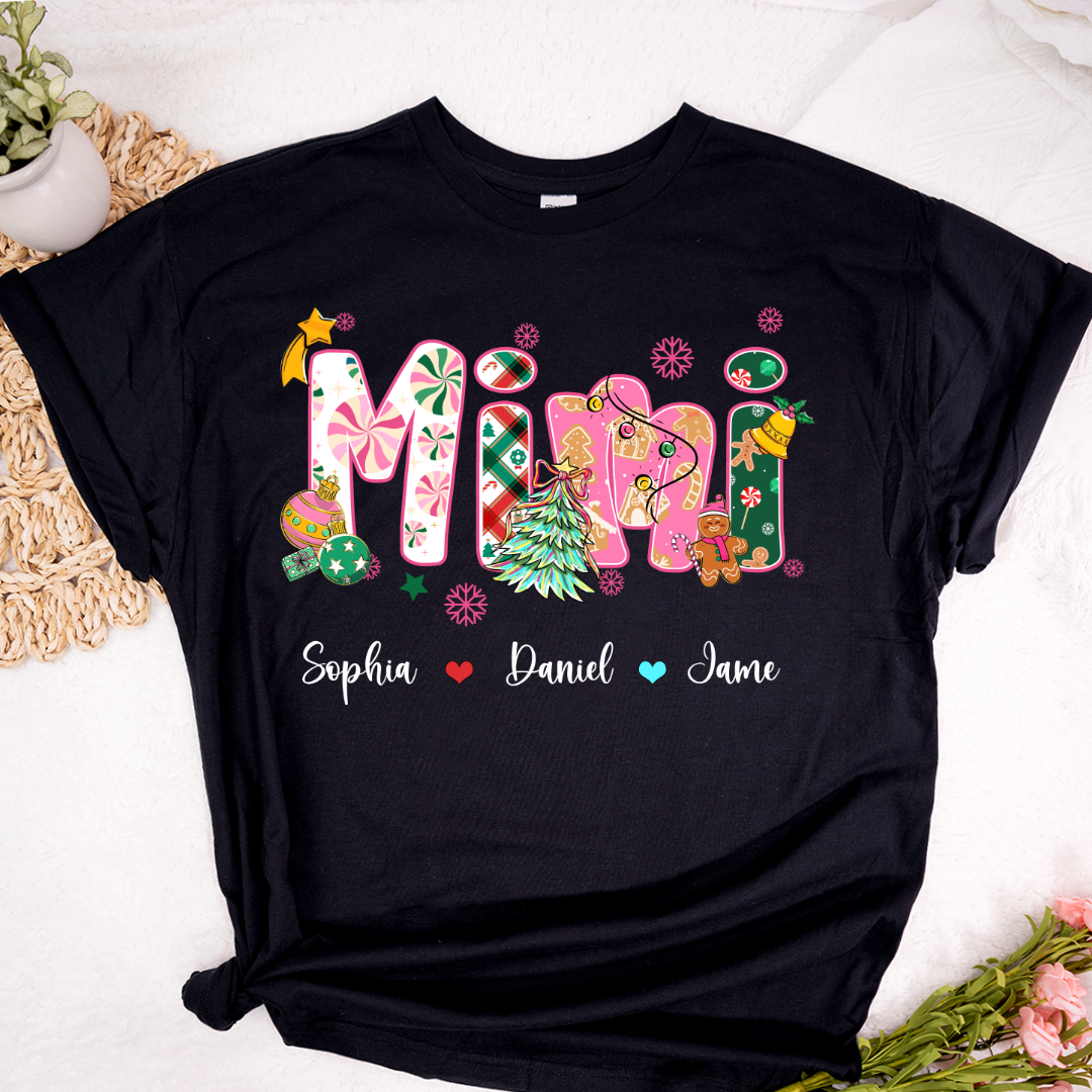 Mimi and Grandkids Christmas Personalized Gift Shirt