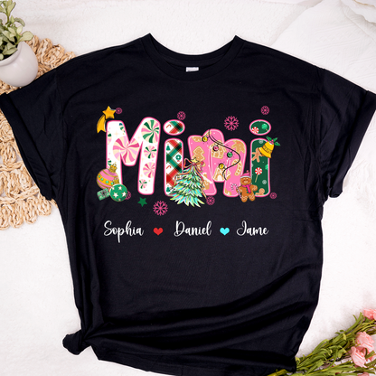 Mimi and Grandkids Christmas Personalized Gift Shirt