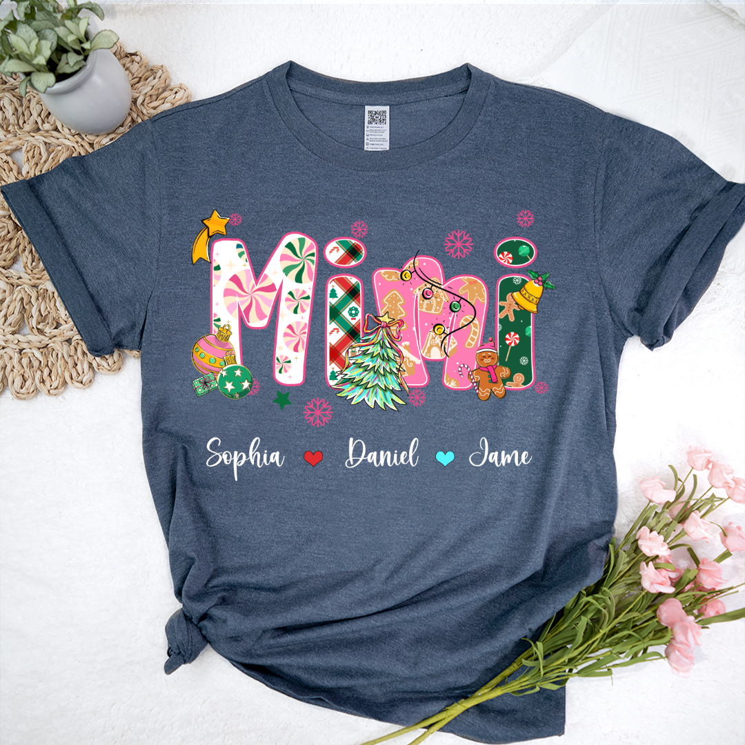 Mimi and Grandkids Christmas Personalized Gift Shirt