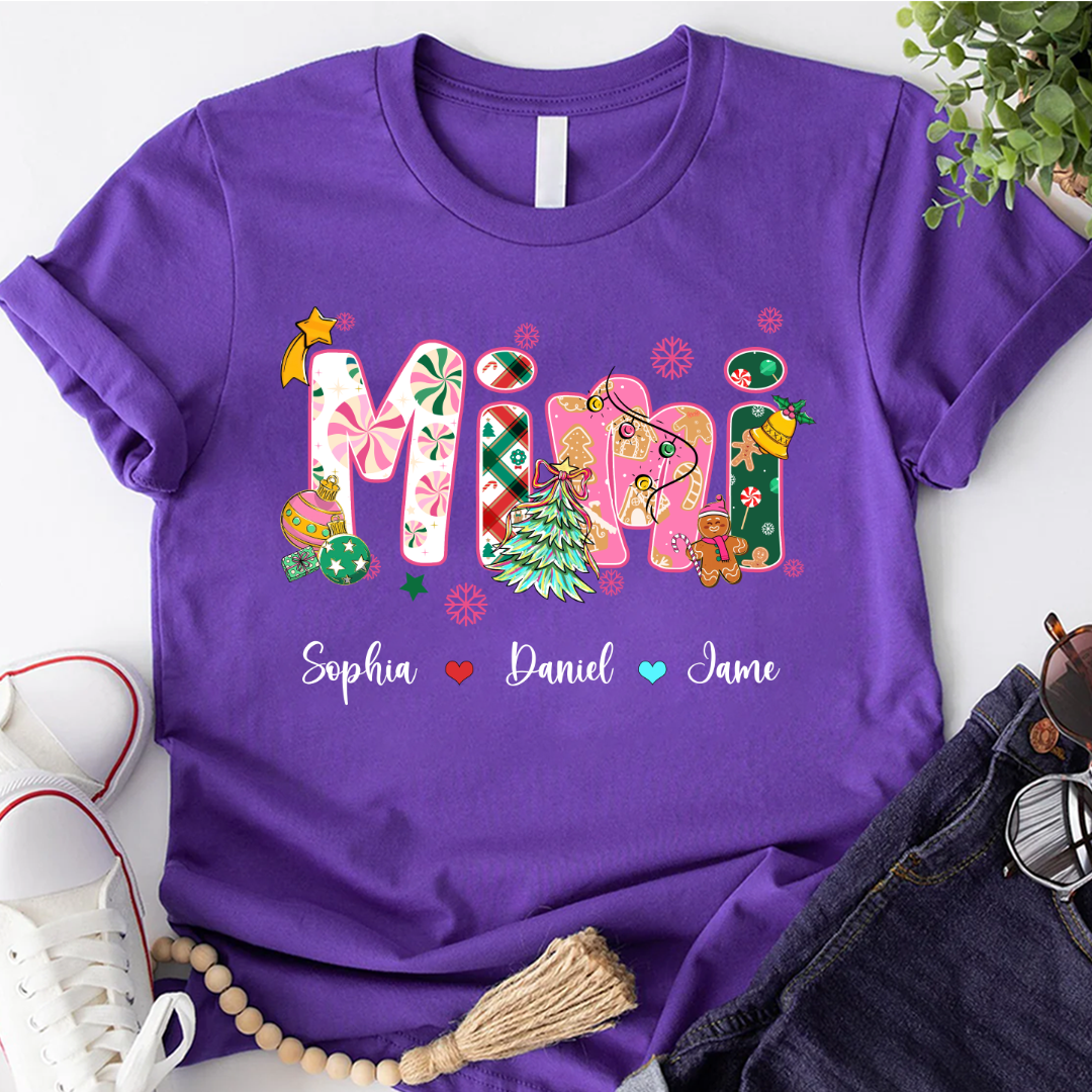 Mimi and Grandkids Christmas Personalized Gift Shirt