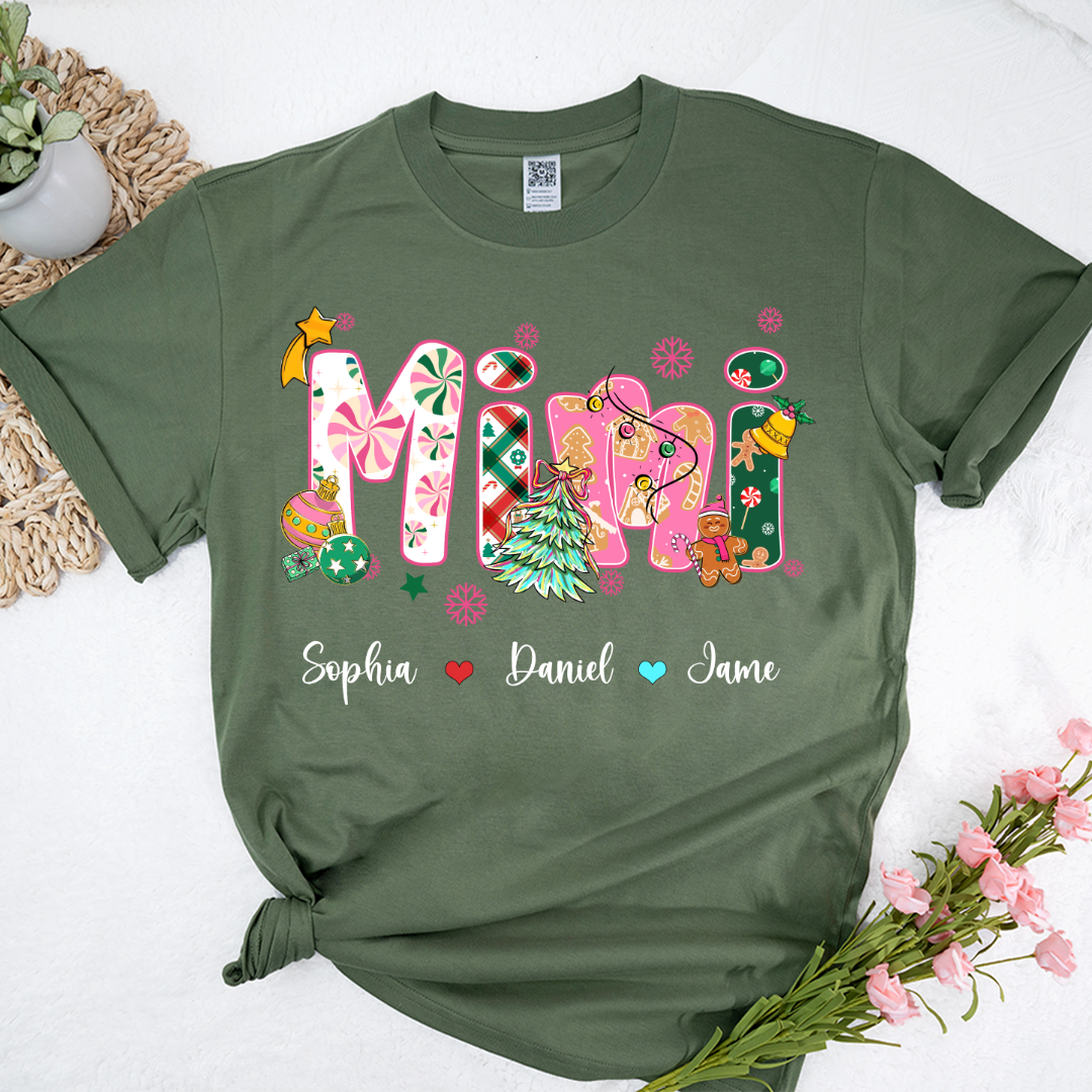 Mimi and Grandkids Christmas Personalized Gift Shirt