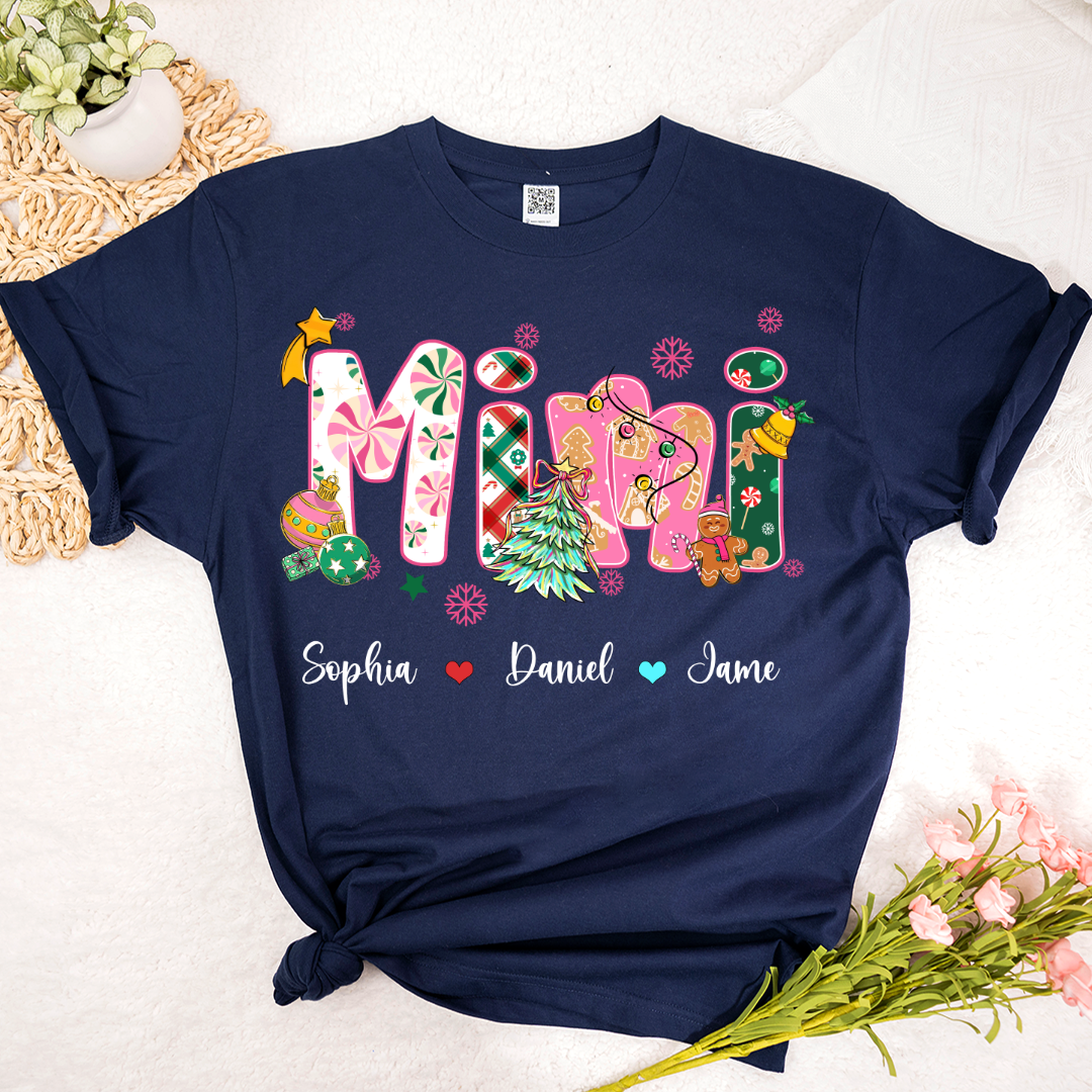 Mimi and Grandkids Christmas Personalized Gift Shirt