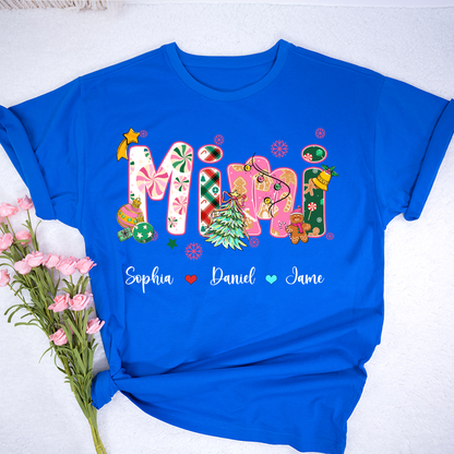 Mimi and Grandkids Christmas Personalized Gift Shirt