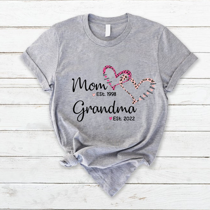 Mom Est Grandma Est Grandkids Hearts Leopard