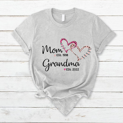 Mom Est Grandma Est Grandkids Hearts Leopard