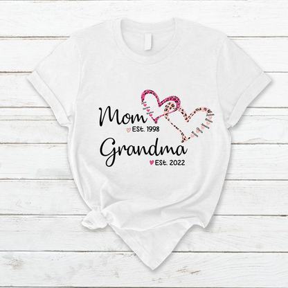 Mom Est Grandma Est Grandkids Hearts Leopard