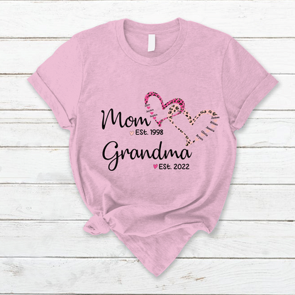 Mom Est Grandma Est Grandkids Hearts Leopard