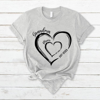 Mom Est Grandma Est Hearts, Best Mother's Day Gift T-Shirt