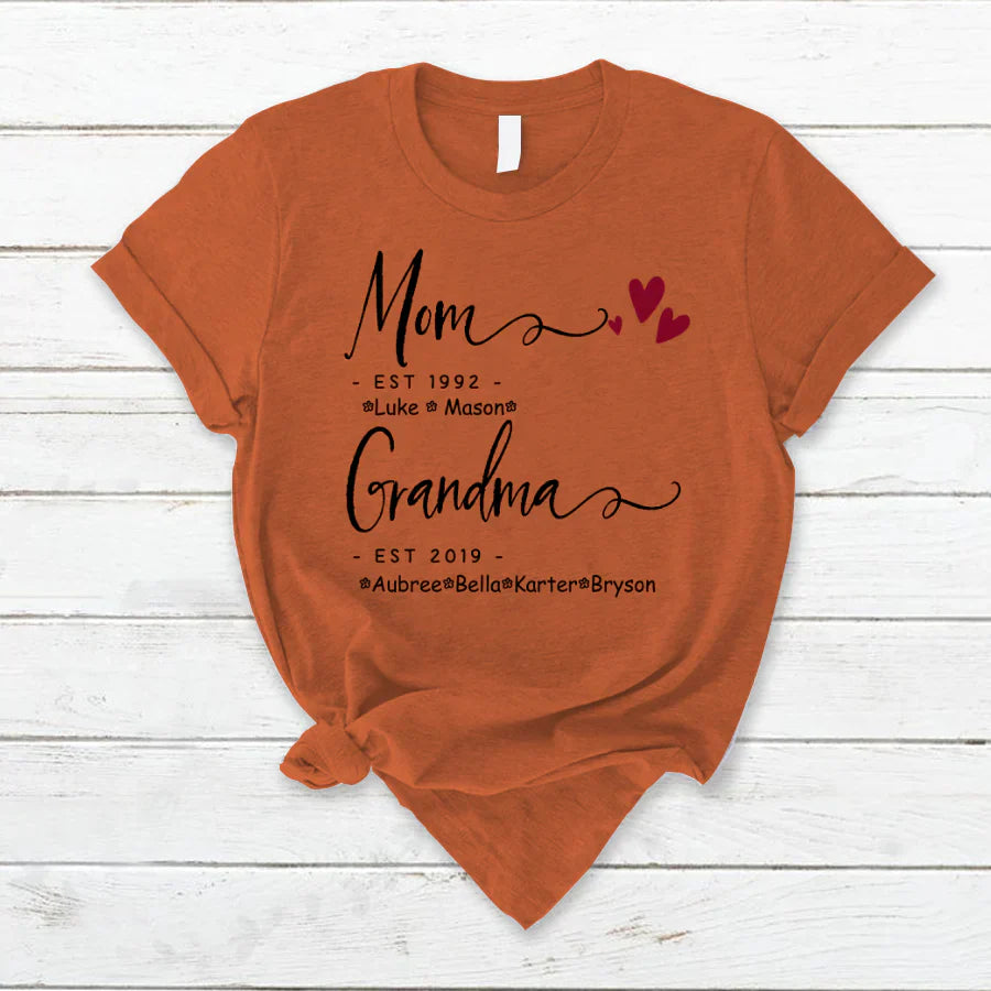 Mom Grandma Family Est Kids VT22120071 T-Shirt