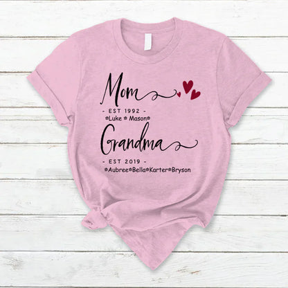 Mom Grandma Family Est Kids VT22120071 T-Shirt