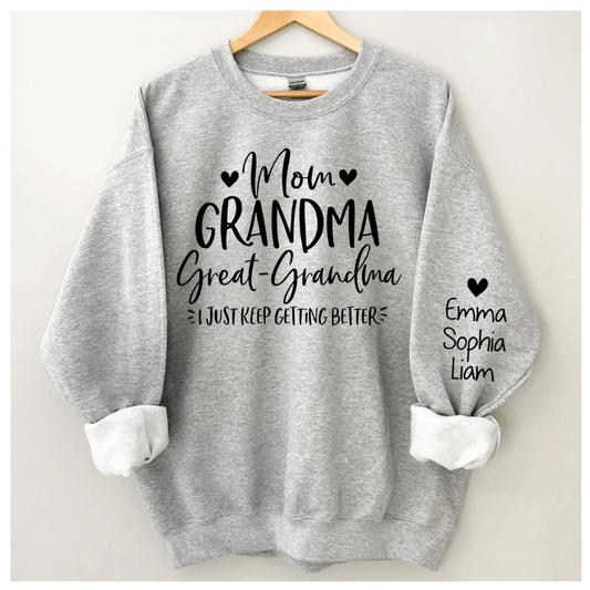 Mom Grandma Great Grandma Sweatshirt, Custom Nickname, Gift For Grandma TH Sweatshirt