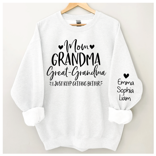 Mom Grandma Great Grandma Sweatshirt, Custom Nickname, Gift For Grandma TH Sweatshirt