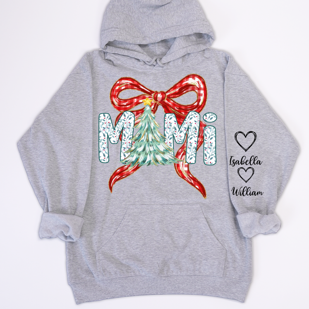 Nana Flower Preppy Christmas Bow Custom Nana And Grandkids