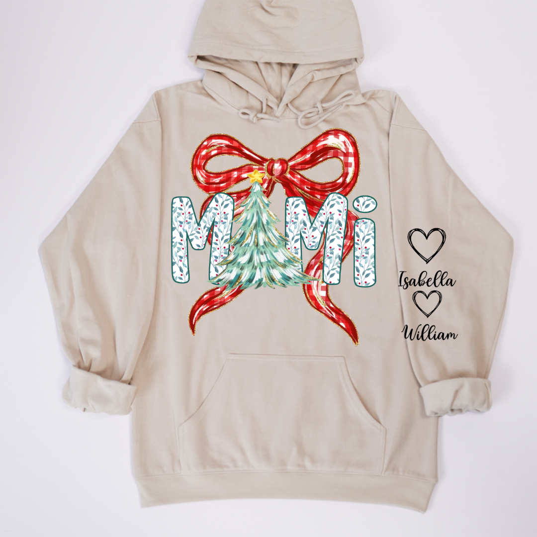 Nana Flower Preppy Christmas Bow Custom Nana And Grandkids