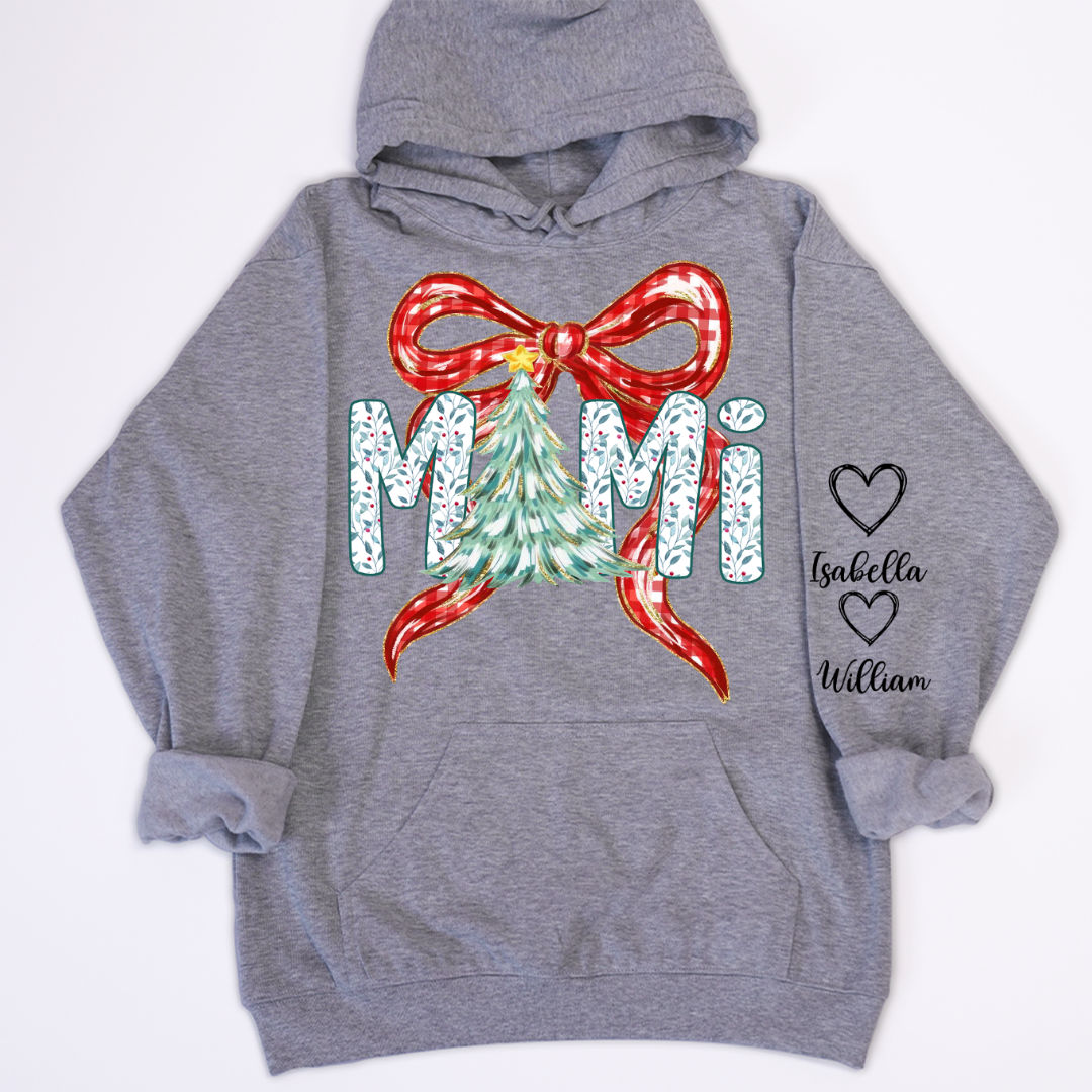 Nana Flower Preppy Christmas Bow Custom Nana And Grandkids