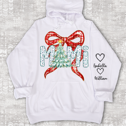 Nana Flower Preppy Christmas Bow Custom Nana And Grandkids
