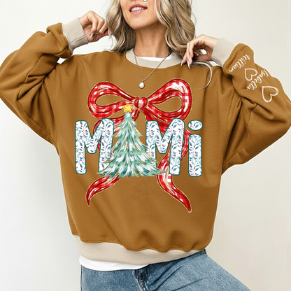 Nana Flower Preppy Christmas Bow Custom Nana And Grandkids