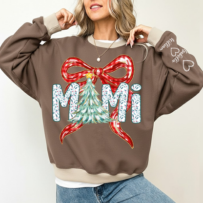 Nana Flower Preppy Christmas Bow Custom Nana And Grandkids