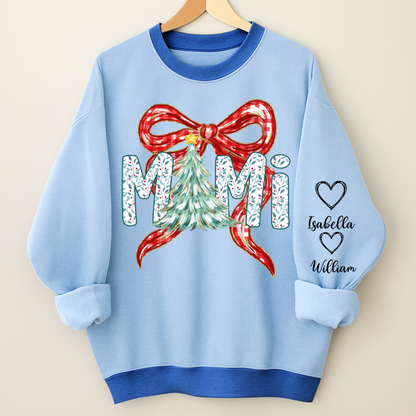 Nana Flower Preppy Christmas Bow Custom Nana And Grandkids