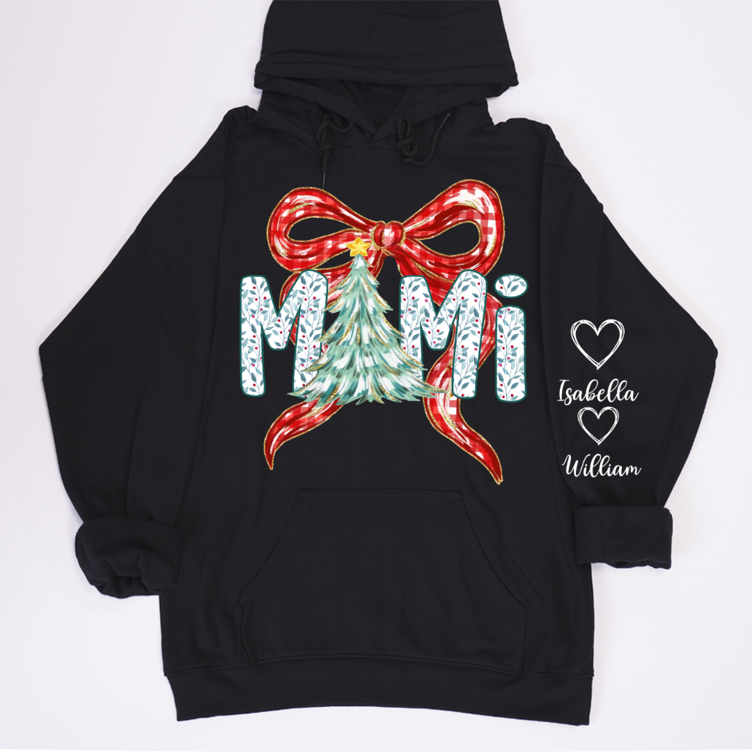 Nana Flower Preppy Christmas Bow Custom Nana And Grandkids
